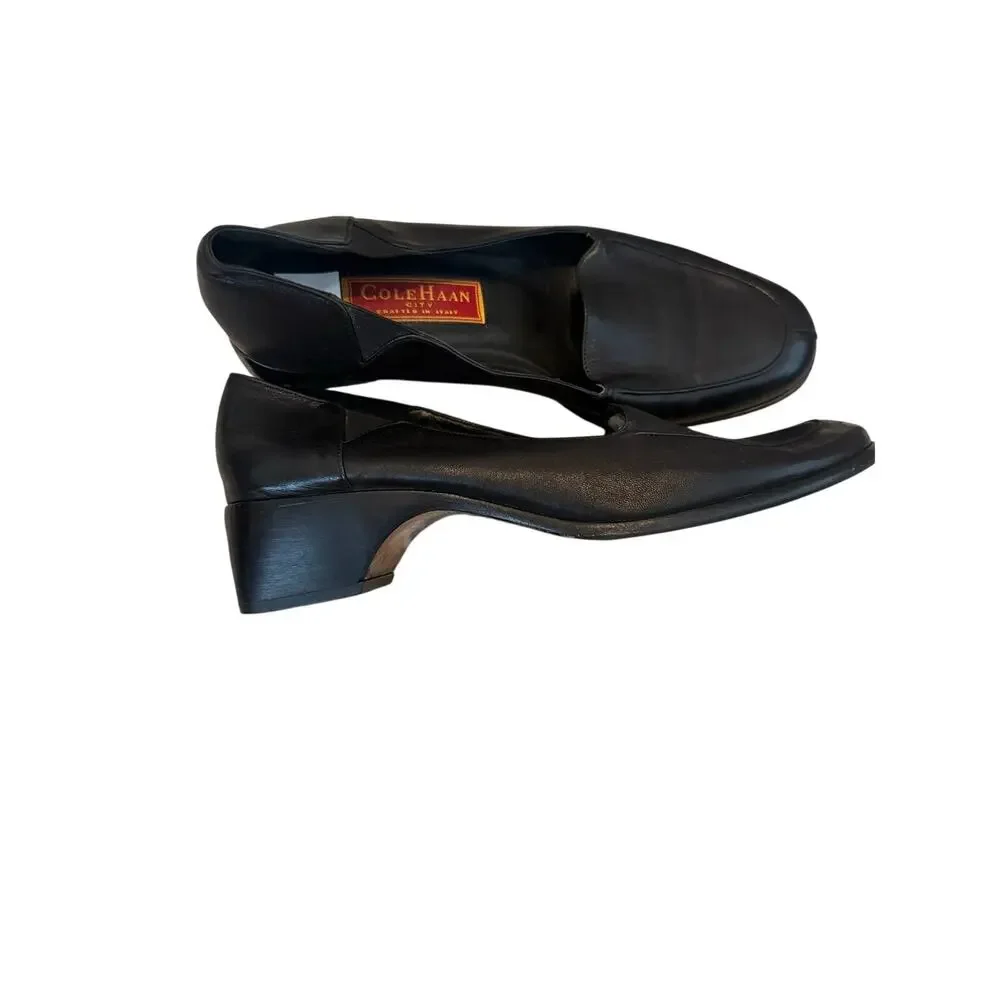 Vintage Cole Haan City Black Leather Loafer Pumps 8.5B Made in Italy